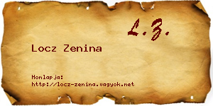 Locz Zenina névjegykártya